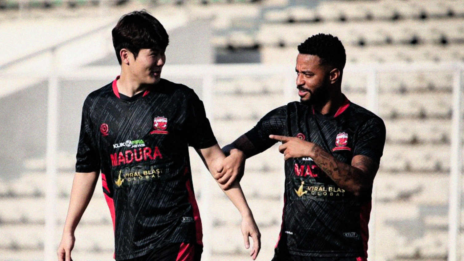 Pemain asing baru Madura United, Kim Jin-sung ketika latihan bersama tim. (Foto: Madura United)