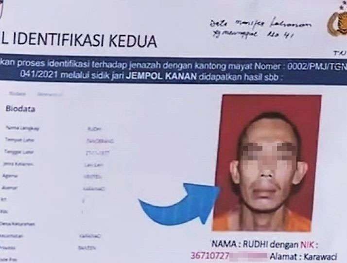 Rudhi bin Ong Eng Chue menjadi korban kebakaran pertama Lapas Tangerang yang berhasil diidentifikasi. (Foto: Istimewa)