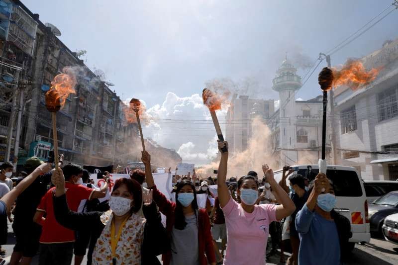 Protes warga di Kota Yangoon, Myanmar beberapa bulan sebelumnya (Foto: Istimewa)