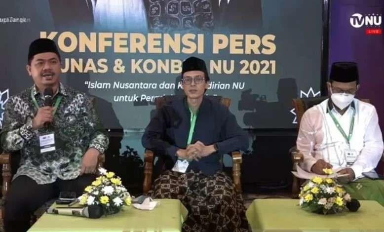 Konferensi pers Munas Alim Ulama dan Konferensi Besar PBNU. (Foto: Tangkapan Layar TVNU).