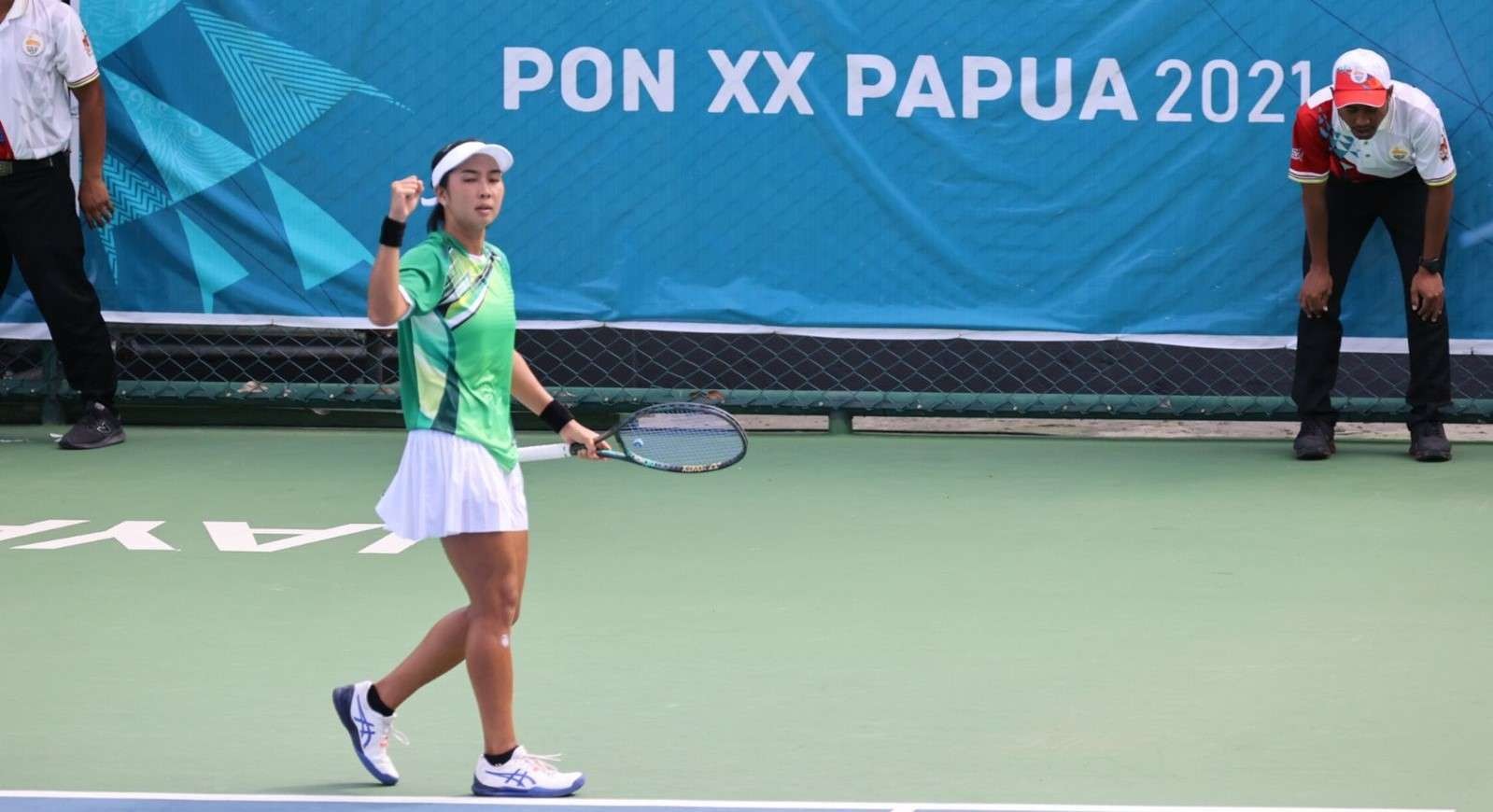 Atlet Tenis Putri Jatim, Aldila Sutjiadi saat tampil di PON XX 2021 Papua. (Foto: Istimewa)