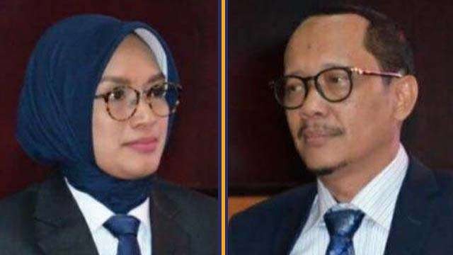 Dua diantara 22 tersangka, Bupati Probolinggo non-aktif Puput Tantriana Sari (kiri) dan suaminya, Hasan Aminudin. (Ngopibareng)