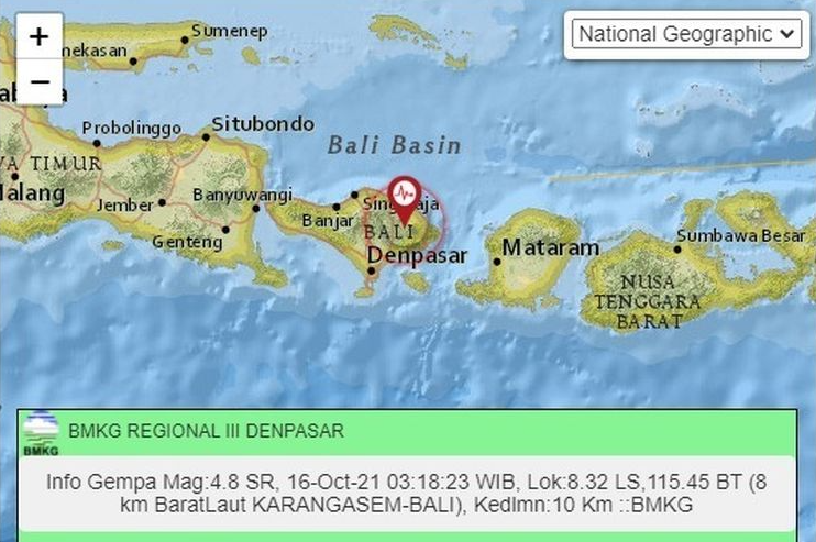 Infografis gempa Karangasem, Bali, Sabtu 16 Oktober 2021. (Grafis: BMKG)