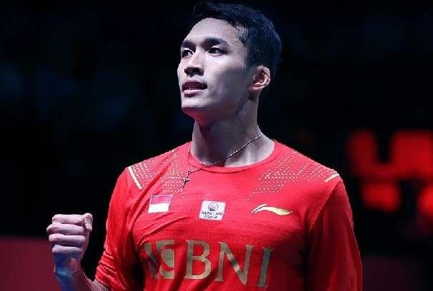 Kemenangan tunggal kedua, Jonatan Christie atas Li Shi Feng memastikan Indonesia juara Thomas Cup 2020. (Foto: PBSI)