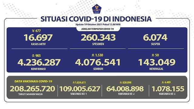 Infografis data sebaran Covid-19 di Tanah Air. (Grafis: Twitter BNPB)