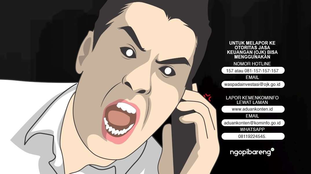 Ilustrasi melawan pinjaman online (pinjol) ilegal. (Grafis: Fa Vidhi/Ngopibareng.id)