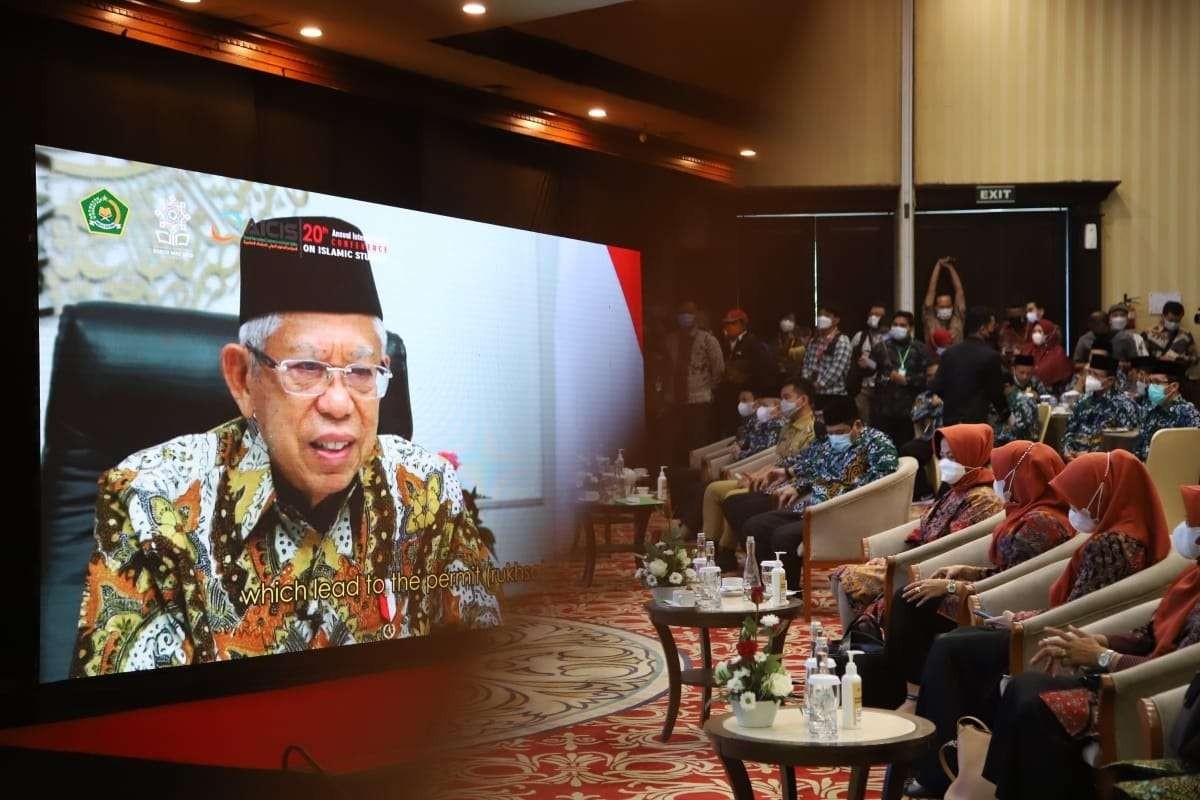 Wakil Presiden KH Ma’ruf Amin membuka Annual International Conference Of Islamic Studies (AICIS) ke-20 tahun 2021 secara virtual, Senin 25 Oktober 2021. (Foto: Kemenag)
