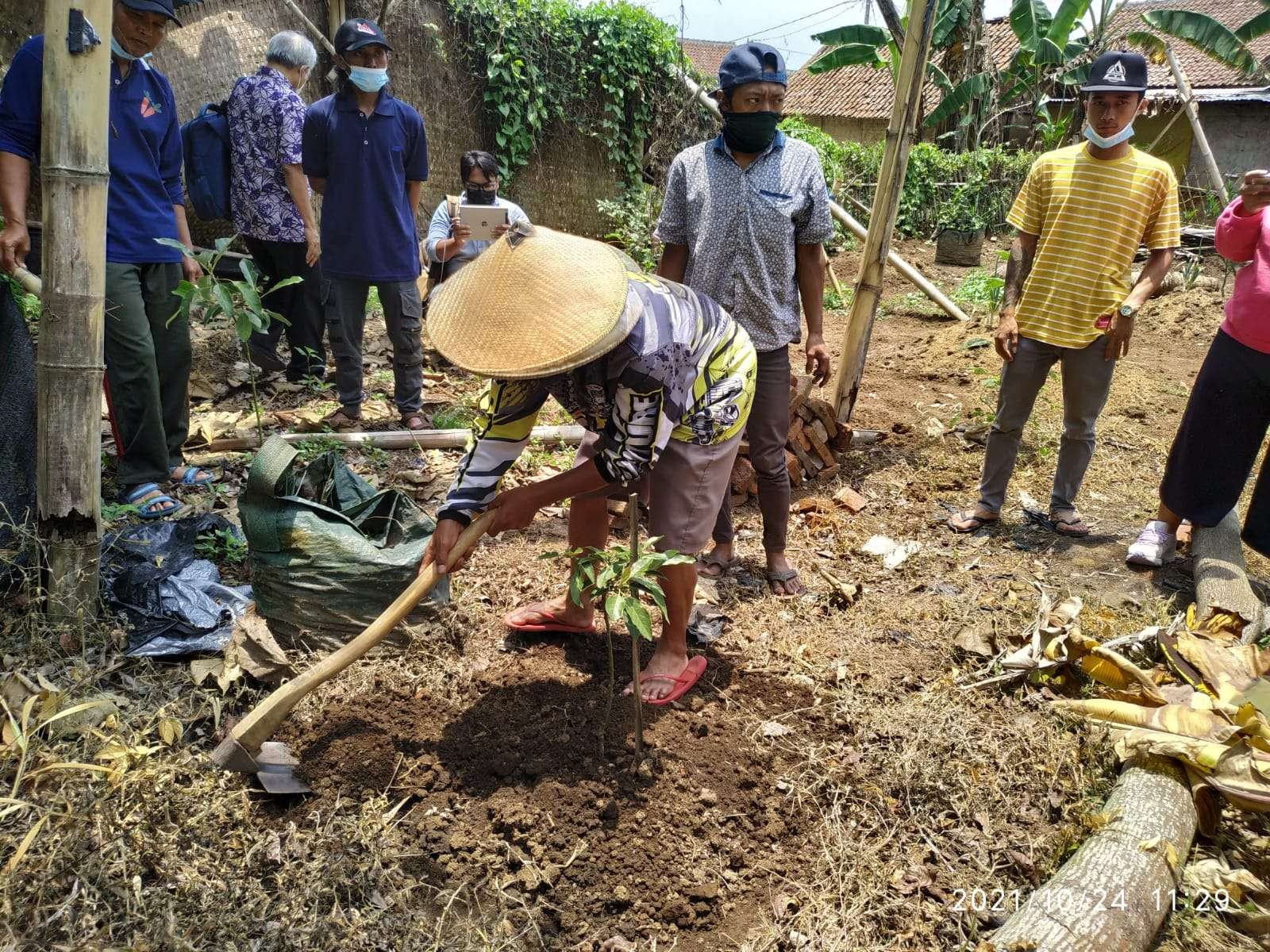 Kelompok Tani Sumber Rejeki di Desa Giripurno, Kecamatan Bumiaji, Kota Batu saat memanfaatkan cairan eco-enzym untuk pupuk cair pertanian (Foto: istimewa)