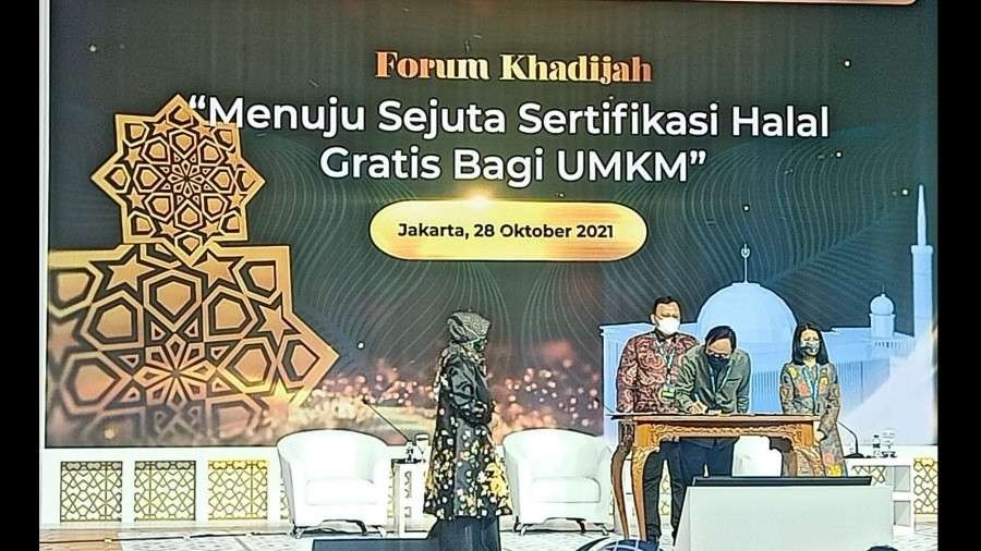 Kepala BPJPH dalam Launching Menuju Sejuta Sertifikasi Halal Gratis bagi UMKM. (Foto: Kemenag)