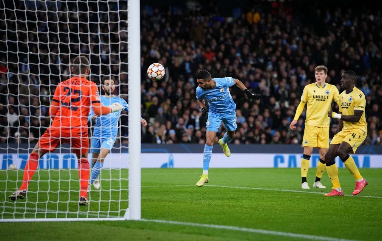 Striker Manchester City, Riyad Mahrez mencetak gol kedua ke gawang Club Brugge. (Foto: Reuters)
