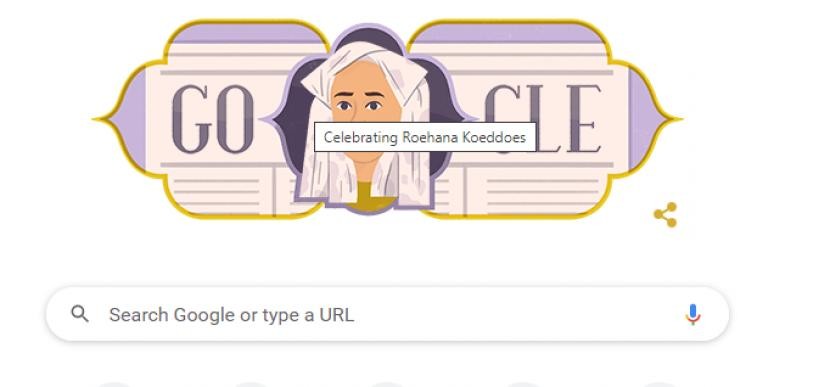 Google Doodle menampilkan Roehana Koeddoes. (Foto: Tangkapan layar Google)