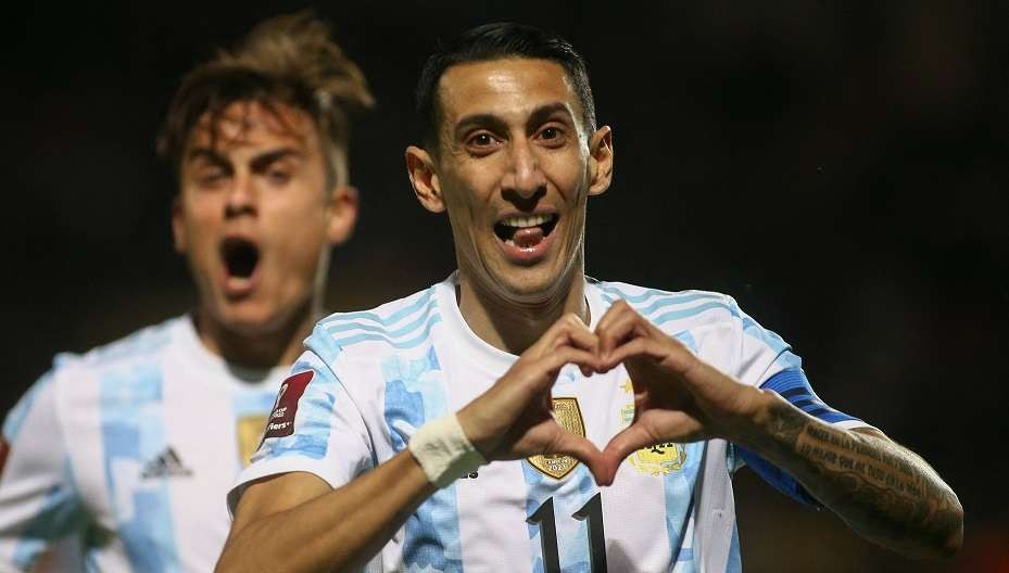 Angel Di Maria mencetak gol tunggal ke gawang Uruguay dalam laga lanjutan Piala Dunia Zona Conmebol. (Foto: Twitter/@Argentina)