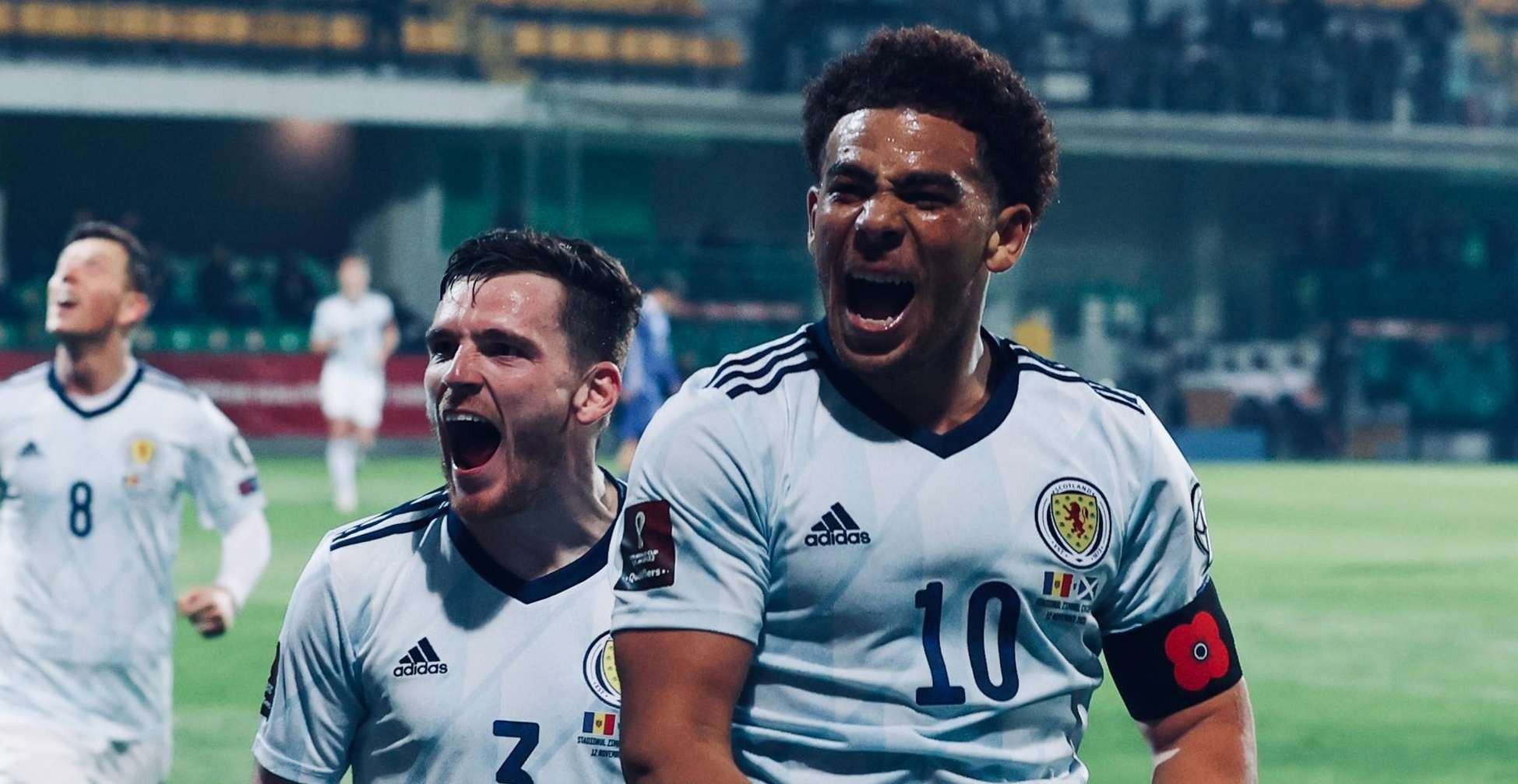 Pemain Skotlandia merayakan golnya ke gawang Moldova dalam laga lanjutan Kualifikasi Piala Dunia Grup F, Sabtu 13 November 2021. (Foto: Twitter/@ScotlandNT)