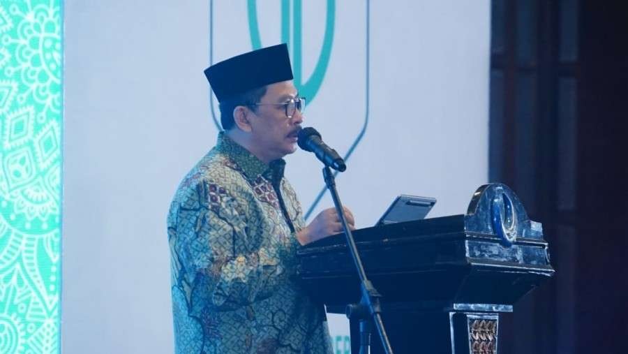 Wakil Menteri Agama, Zainud Tauhid Sa'adi, launching aplikasi dan website treetan.com di Bidakara Hotel, Rabu 17 November 2021. (Foto: Kemenag)