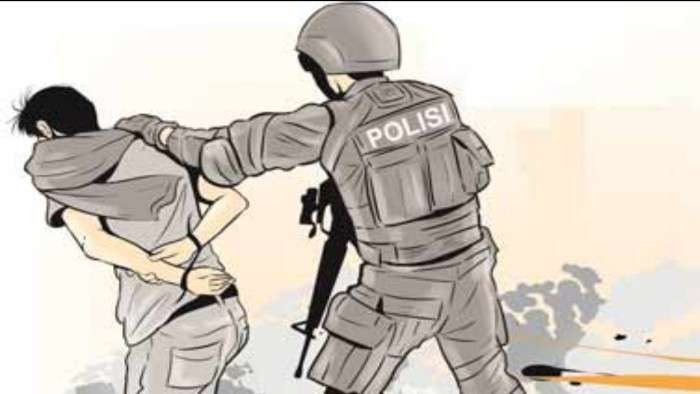 Teroris ditangkap polisi, ilustrasi