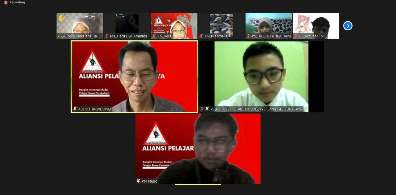 Webinar Aliansi pelajar Surabaya. (Foto: Istimewa)