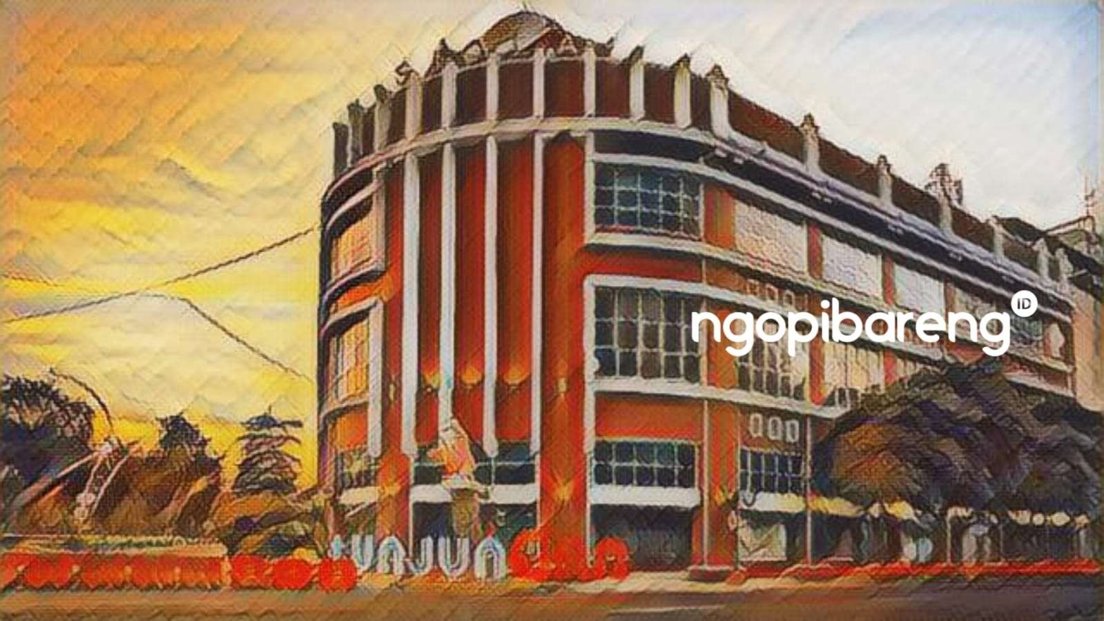 Ilustrasi mlaku-laku nang Tunjungan, Surabaya. (Grafis: Fa Vidhi/Ngopibareng.id)