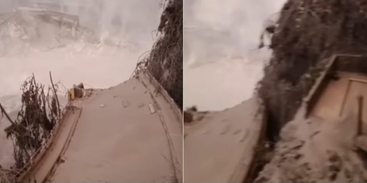 Kondisi Jembatan Gladak Perak terputus akibat erupsi Gunung Semeru. (Foto: Instagram)