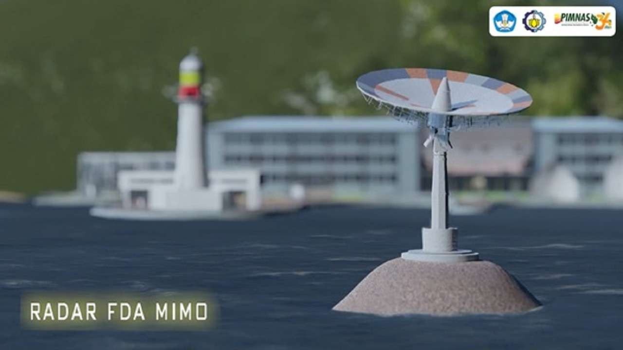 Ilustrasi rancangan model radar FDA MIMO yang melacak kapal diwilayah perairan dengan memanfaatkan gelombang elektromagnetik. (Foto: istimewa)