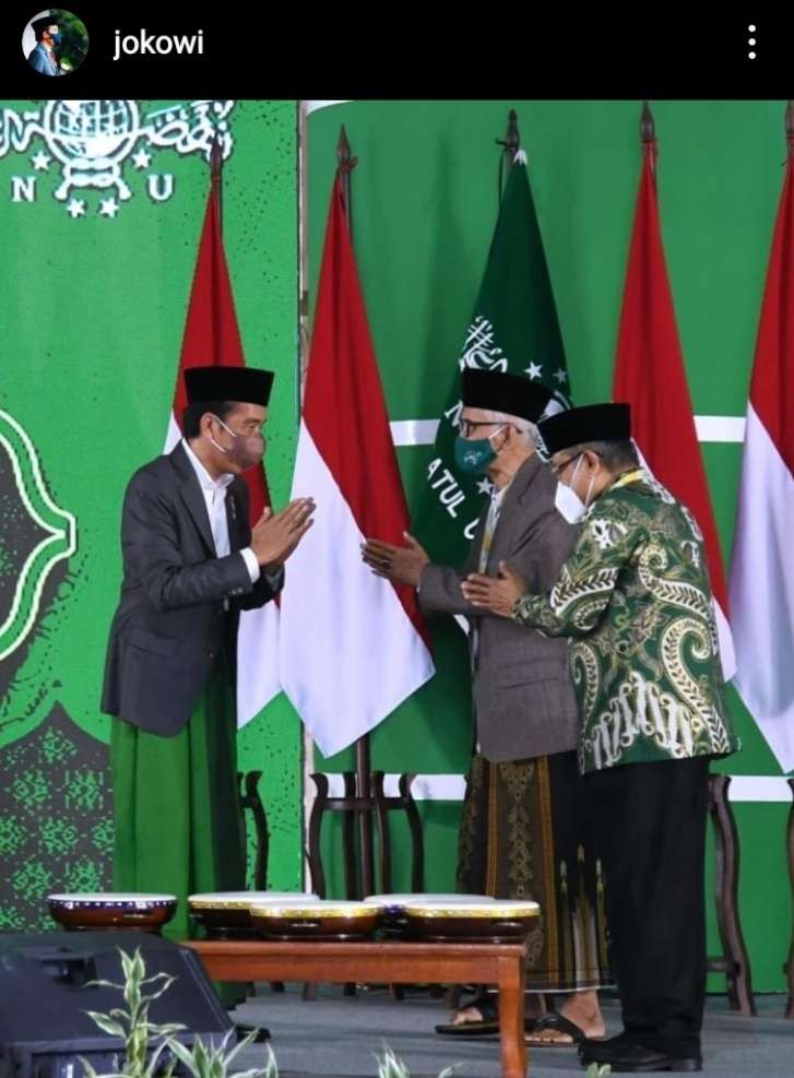 Rais Aam KH Miftachul Akhyar bersama Presiden Joko Widodo. (Foto:Ngopibareng.id)