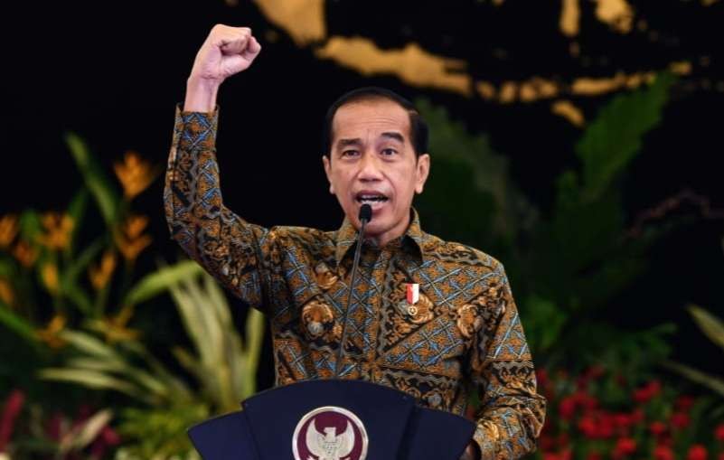 Presiden Jokowi mengikuti HUT je-49 PDIP secara virtual dari Istana Negara ( Setpres)