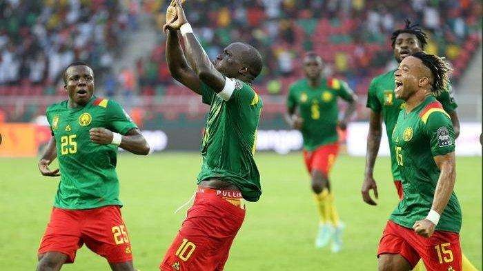 Selebrasi pemain Kamerun usai mencetak gol ke gawang Ethiopia. (Foto: CAF)