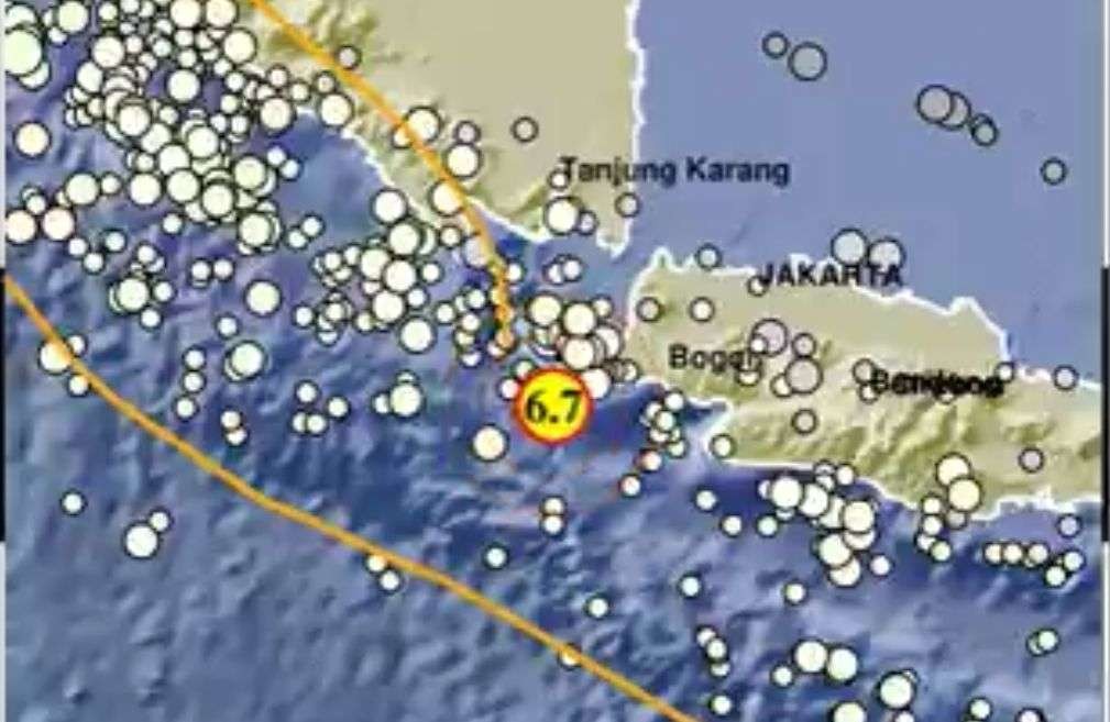 Kejadian gempa bumi mengguncang Banten, Jakarta, Bandung, Lampung, dan sekitarnya. (Foto: Twitter @infoBMKG)