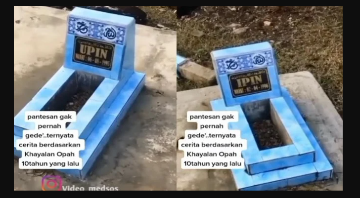 Kuburan Upin dan Ipin yang viral di TikTok. (Foto: Istimewa)
