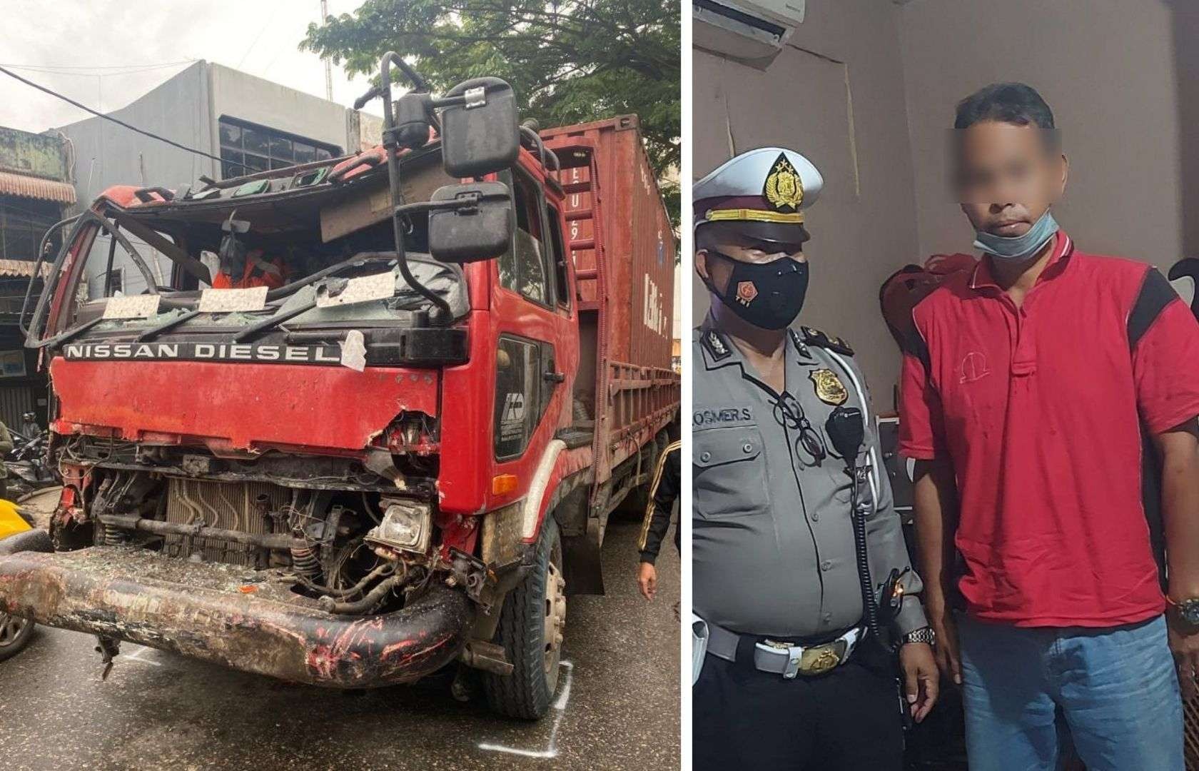 MA, sopir truk tronton bernomor polisi KT 8534 AJ, akhirnya ditetapkan sebagai tersangka oleh polisi. (Foto: Istimewa)