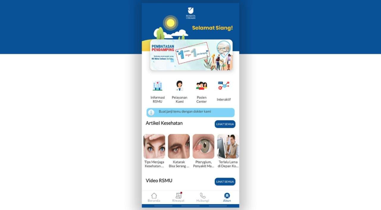 Tampilan terbaru aplikasi RSMU EYEcare versi 2 yang dibuat lebih mudah dan nyaman untuk pasien. (Foto: Pita Sari/Ngopibareng.id)