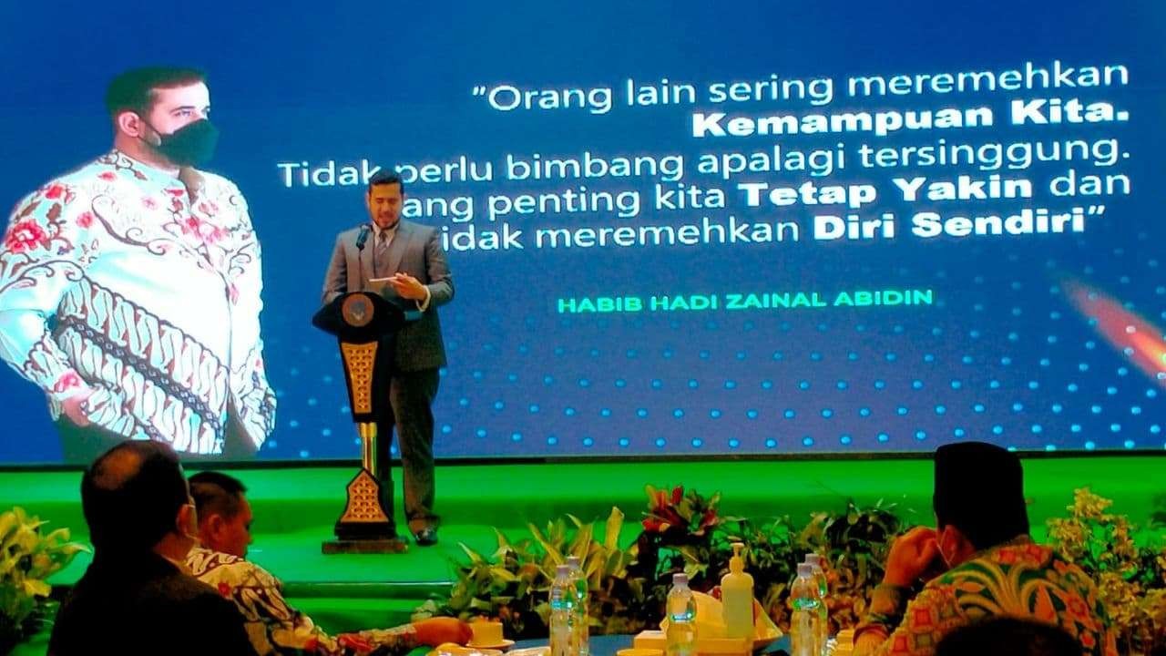 Walikota Habib Hadi Zainal Abidin saat menyampaikan refleksi 3 tahun kepemimpinannya. (Foto: Ikhsan Mahmudi/Ngopibareng.id)