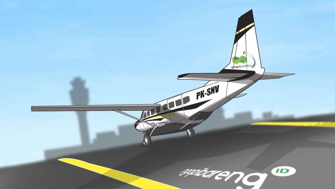 Ilustrasi Smart Cakrawala Aviation pengganti Susi Air, yang diusir dari hanggar Malinau, Kalimatan Utara, pada Rabu 2 Februari 2022. (Grafis: Fa Vidhi/Ngopibareng.id)