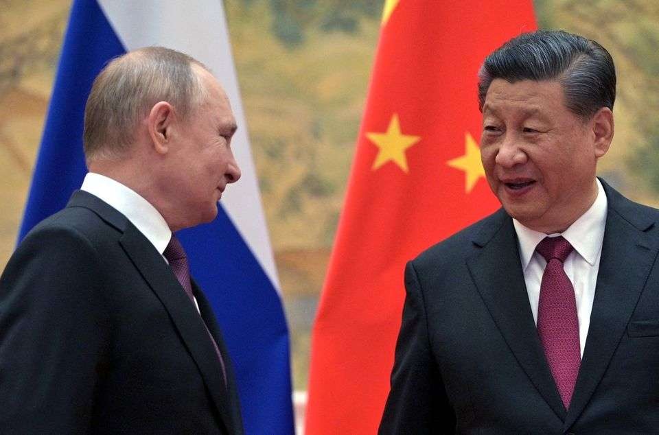 Presiden Cina Xi Jinping menjamu pemimpin Rusia Vladimir Putin pada pembukaan Olimpiade Musim Dingin Beijing. (Foto:Reuters)
