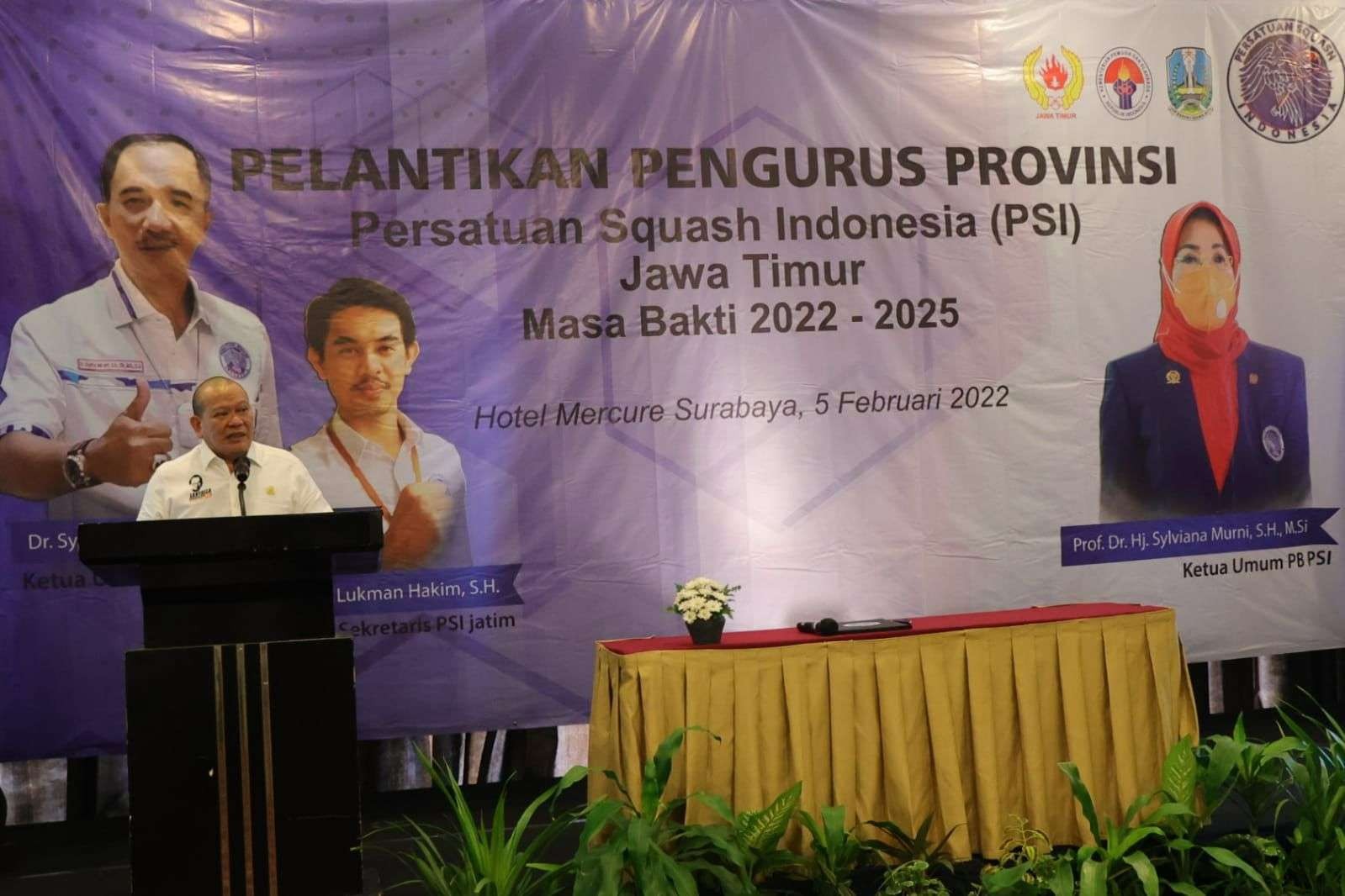 Ketua DPD RI LaNyalla Mahmud Mattalitti saat berpidato pada pelantikan Pengprov PSI Jatim, Sabtu 5 Februari 2022. (Foto: Istimewa)