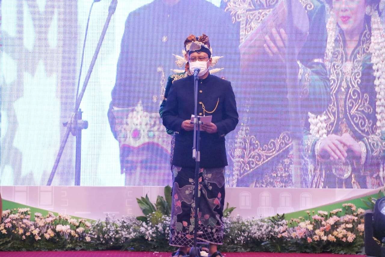 Walikota Pasuruan Saifullah Yusuf (Gus Ipul) saat memberikan sambutan dalam peringatan HUT Kota Pasuruan ke-366 tahun di Gedung Gradika Bakti Praja, Selasa 08 Februari 2022. (Foto: Infokom Kota Pasuruan)