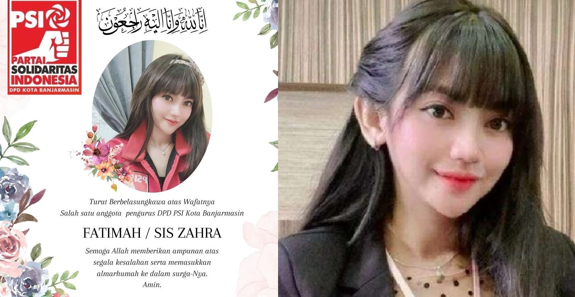 Kader PSI, Fatimah alias Sis Zahra, tewas dalam kecelakaan maut bersama AKP Novandi Arya, putra pertama Gubernur Kaltara, Zainal Arifin Paliwang. (Foto: Kolase/Instagram)