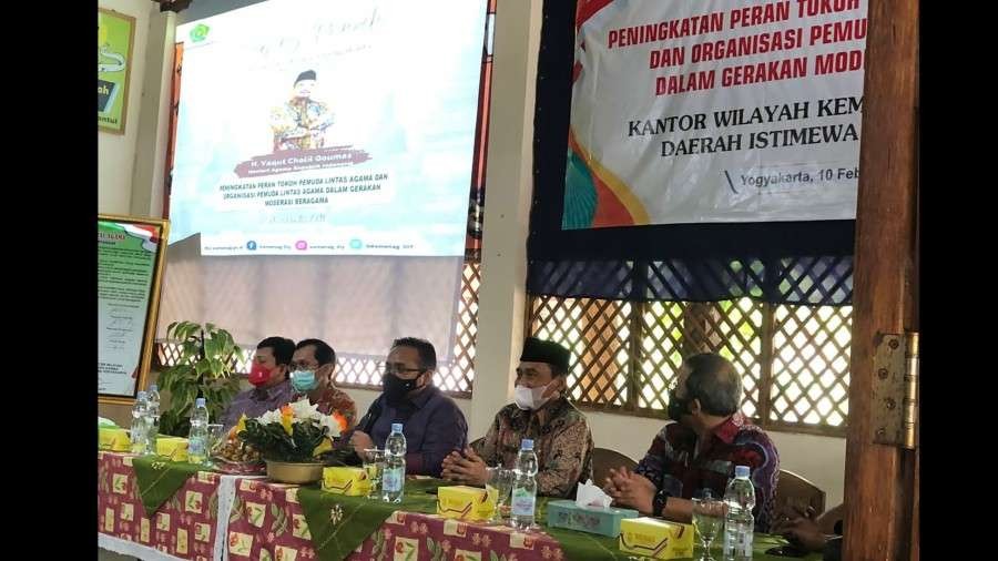 Menag menghadiri Deklarasi Pemuda Lintas Agama di Bantul, Yogyakarta, Kamis 10 Februari 2022. (Foto: Kemenag)