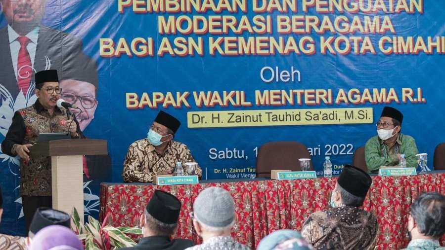 Pembinaan ASN dan Penguatan Moderasi Beragama oleh Wakil Menteri Agama Zainut Tauhid Sa'adi di Kankemenag Cimahi, Jawa Barat. (Foto: Kemenag)