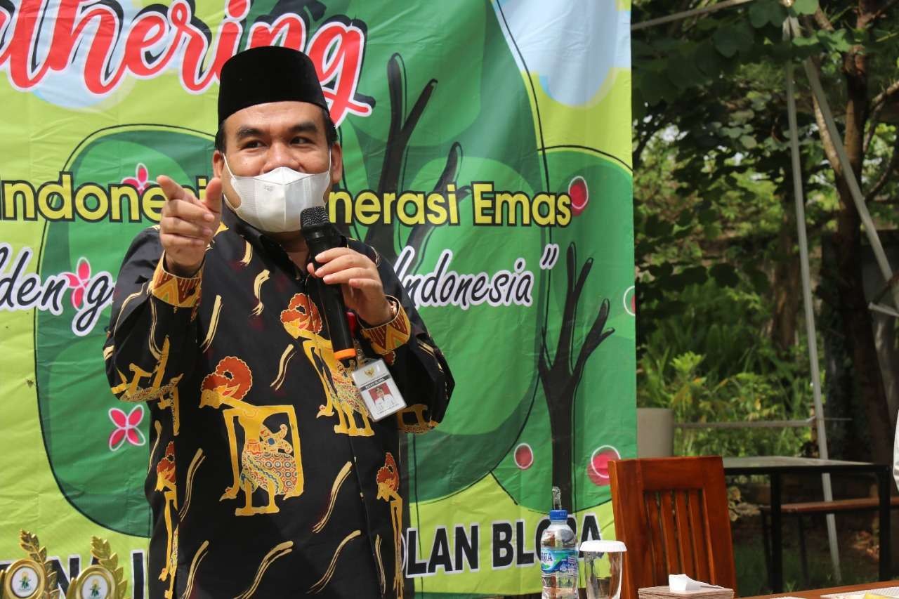 Bupati Blora Arief Rohman, dalam acara Gathering dan penyerahan piala lomba Yayasan Mutiara Firdaus, Kamis 17 Pebruari 2022 di Tunjungan Park, Blora (Foto: Ahmad Sampurno/Ngopibareng.id)