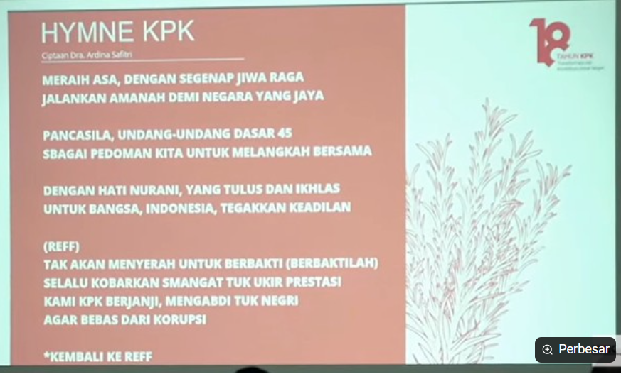 Tangkapan layar Hymne KPK (Foto: Youtube)