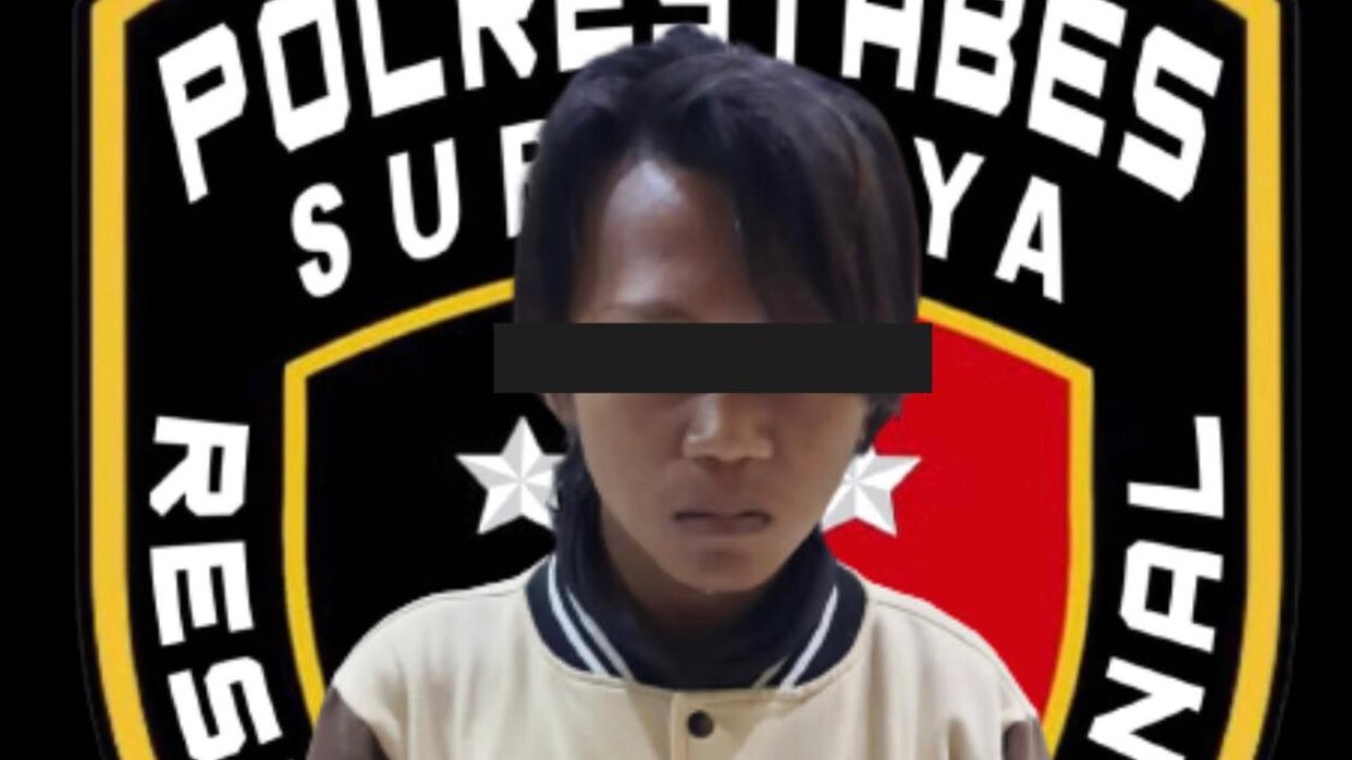 Pelaku yang memaksa wanita di Surabaya untuk tidak berbusana saat video call (Foto: Dok. Polrestabes Surabaya)