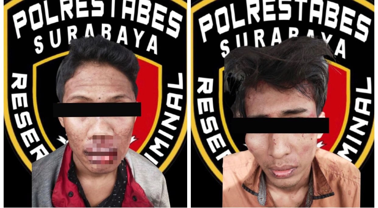 Dua pelaku curanmor yang beraksi di Sidoarjo dan Surabaya (Foto: Dok. Humas Polrestabes Surabaya)