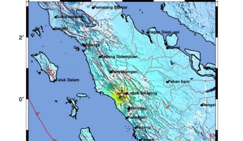 Grafis pusat gempa Sumatera Barat berada di darat 17 Km Timur Laut wilayah Kabupaten Pasaman Barat. (Grafis: BMKG)