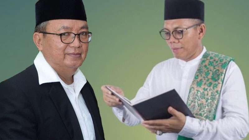 Ketua PWNU Jawa Barat KH. Juhadi Muhammad (kanan) bersama Rais Syuriah PWNU Jabar KH Abun. (Foto: Istimewa)