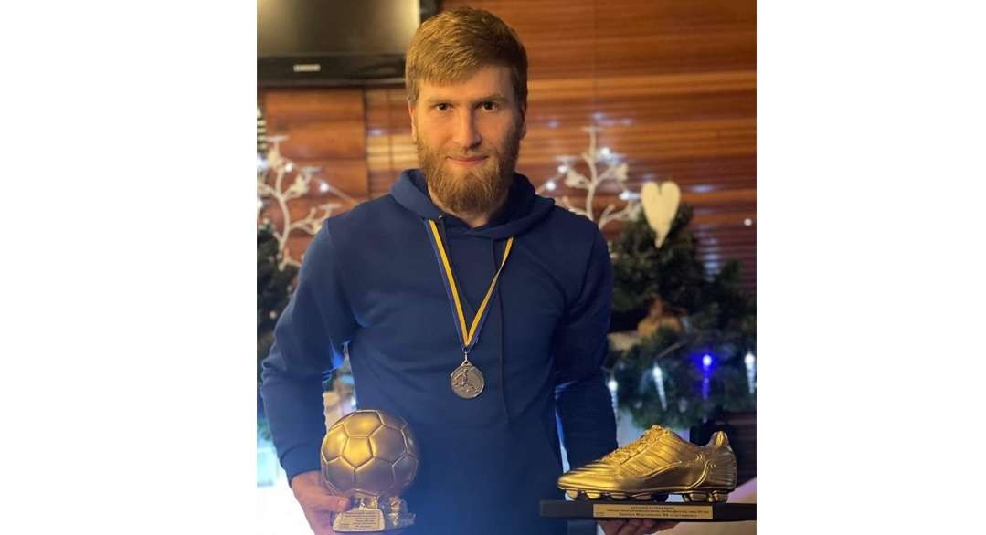 Dima Martynenko, bintang penyerang FC Hostomel dan pemain terbaik tahunan Kyiv-Svyat 2 League. (Foto: Twitter)
