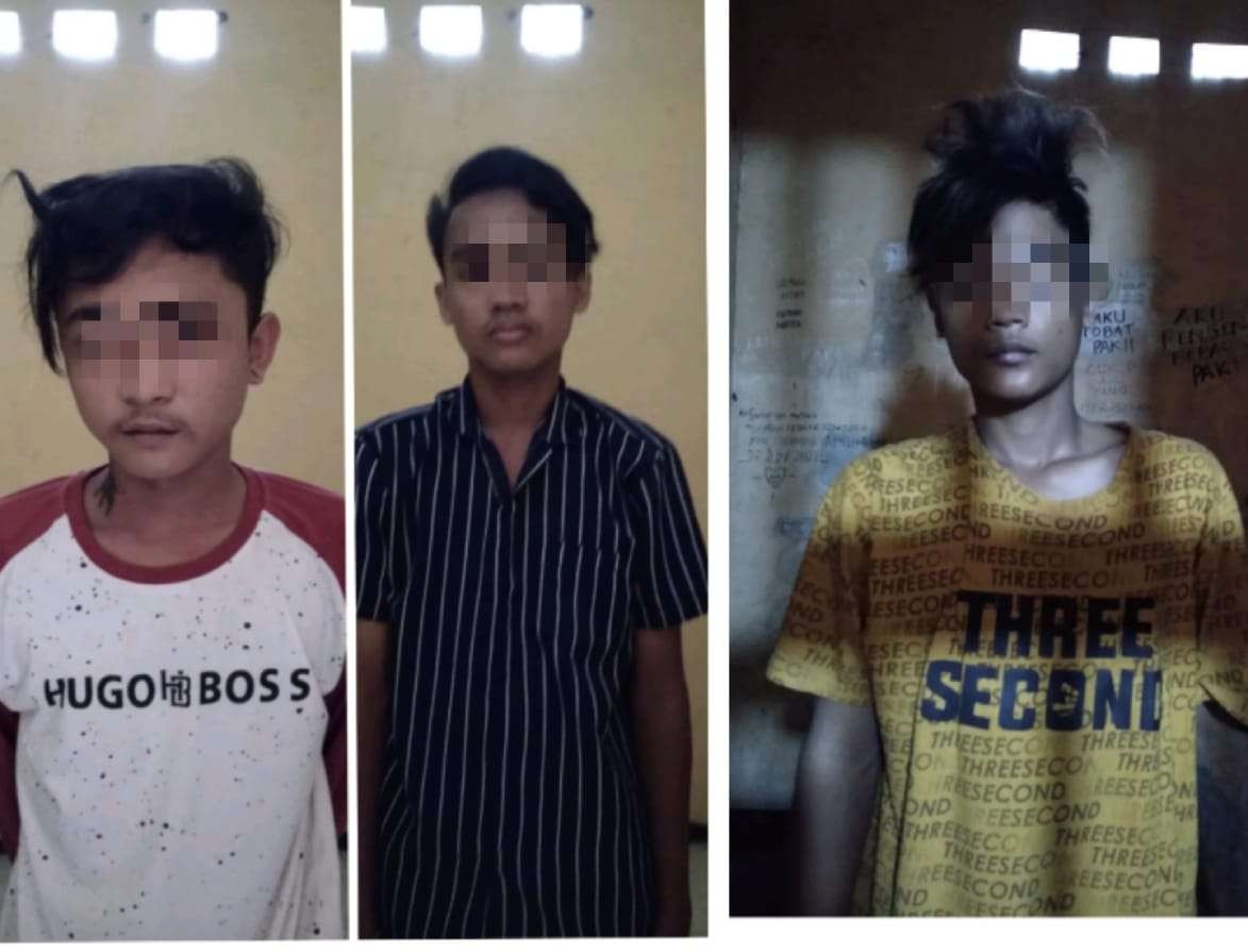 Tiga remaja tersangka pemerasan terhadap anak di bawah umur di Kecamatan Gumukmas. (Foto: Istimewa)
