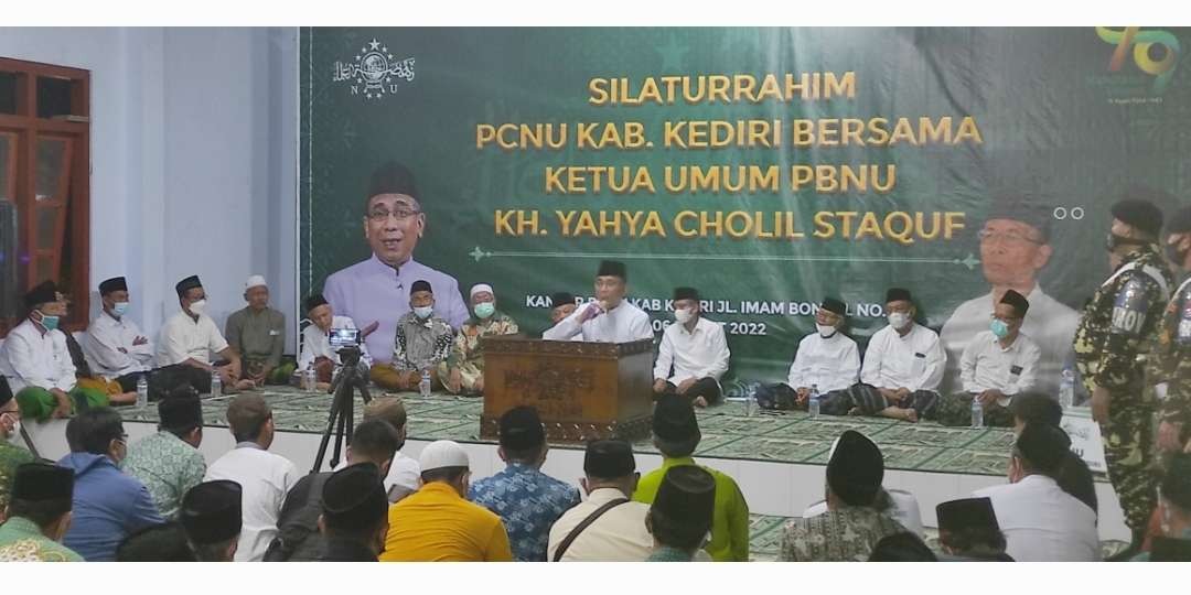 Ketua PBNU saat silaturahmi ke PCNU Kediri, Minggu,6 Maret 2022. (Foto: Fendhy Plesmana/Ngopibareng.id)