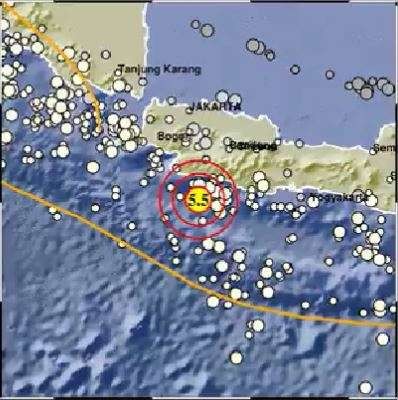 Ilustrasi guncangan gempa di Sukabumi M 5,5 tidak berpotensi tsunami, pada Rabu 16 Maret 2022. (Foto: Twitter)