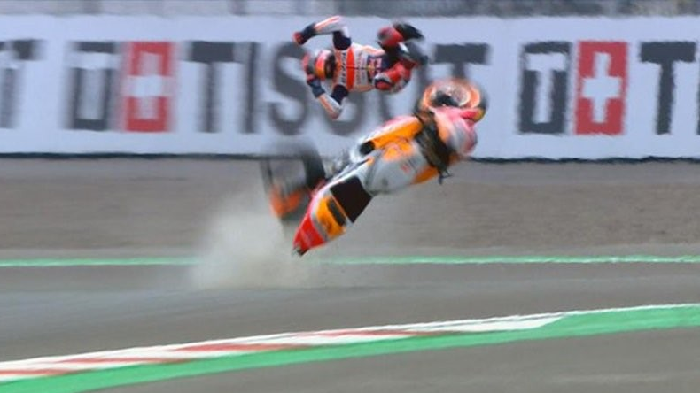 Kecelakaan fatal dialami Marc Marquez saat sesi warm up MotoGP seri 2 di Mandalika