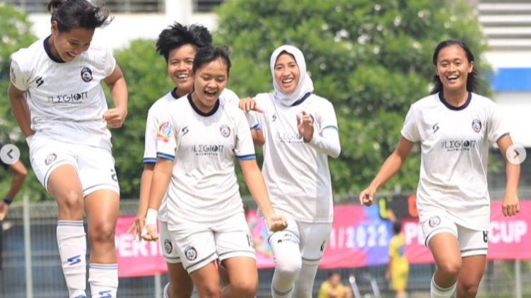 Skuad Arema FC Women sebagai wakil Jawa Timur dalam Piala Pertiwi 2022. Top skor sementara berasal dari Arema FC Women. (Foto: Instagram)